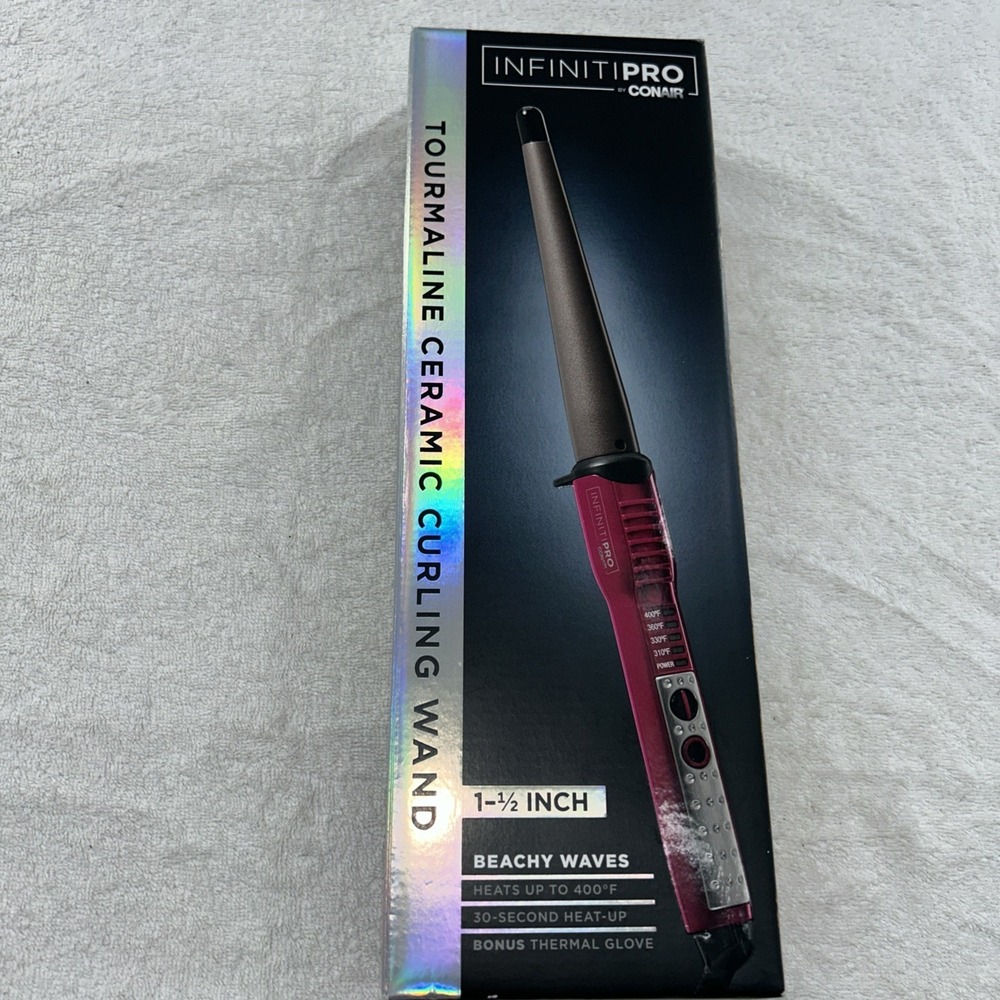 Conair Tourmaline Infiniti Pro Ceramic Curling Wand CD117RRN Pink 1.5"